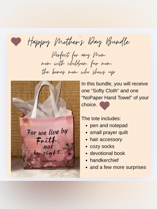 Handbags - Mother’s Day Gift Bundle Pink Floral Tote Bag "For we live by Faith"